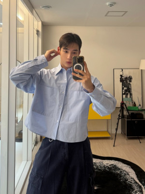 韓國🇰🇷雙口袋短版長袖襯衫『韓國連線』