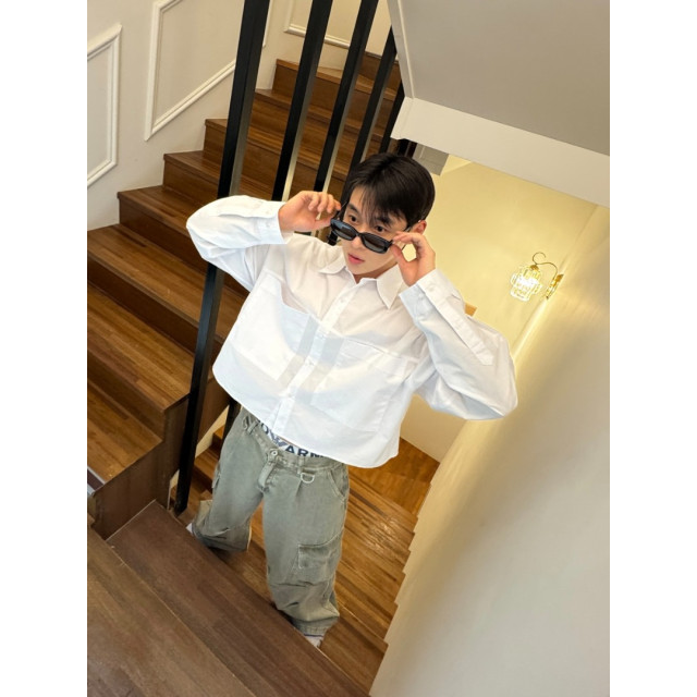 韓國🇰🇷雙口袋短版長袖襯衫『韓國連線』