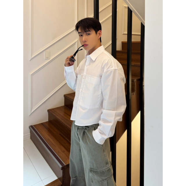 韓國🇰🇷雙口袋短版長袖襯衫『韓國連線』