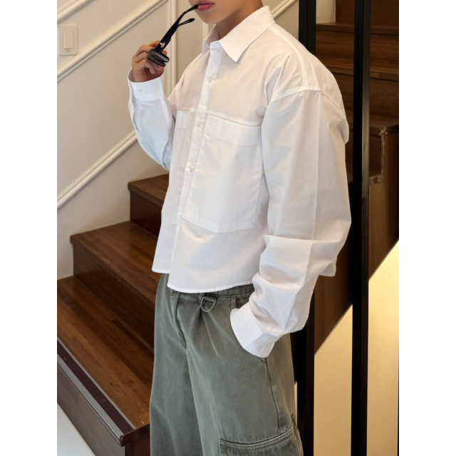 韓國🇰🇷雙口袋短版長袖襯衫『韓國連線』