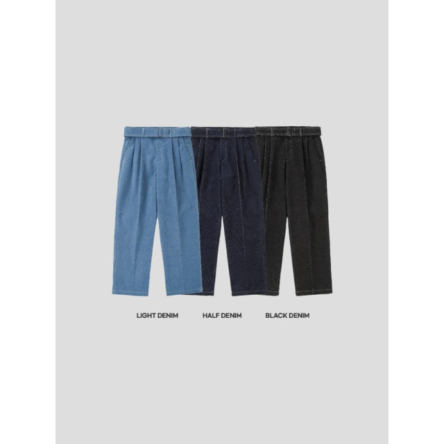 韓國🇰🇷『1+1』燈心絨車線翻領短版夾克+燈心絨腰帶丹寧褲『韓國連線』