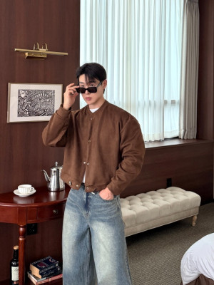 韓國🇰🇷霧感麂皮短版開襟夾克『韓國連線』