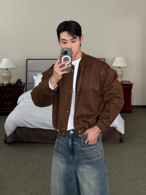 韓國🇰🇷霧感麂皮短版開襟夾克『韓國連線』