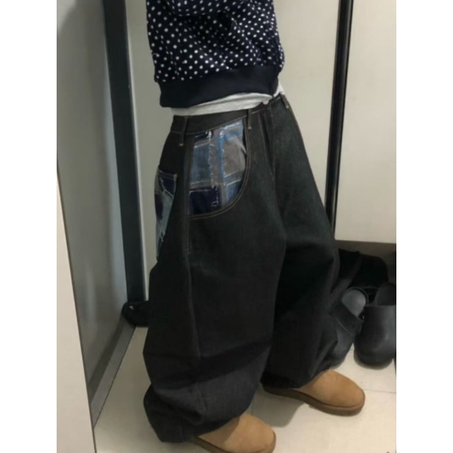 韓國🇰🇷拼接口袋不褪色丹寧褲『韓國連線』