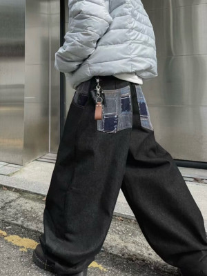 韓國🇰🇷拼接口袋不褪色丹寧褲『韓國連線』