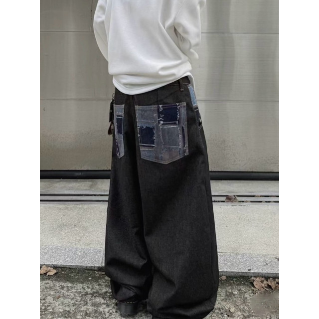 韓國🇰🇷拼接口袋不褪色丹寧褲『韓國連線』