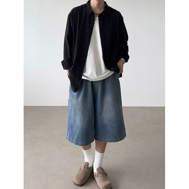 韓國🇰🇷水洗單掐摺牛仔七分褲『韓國連線』